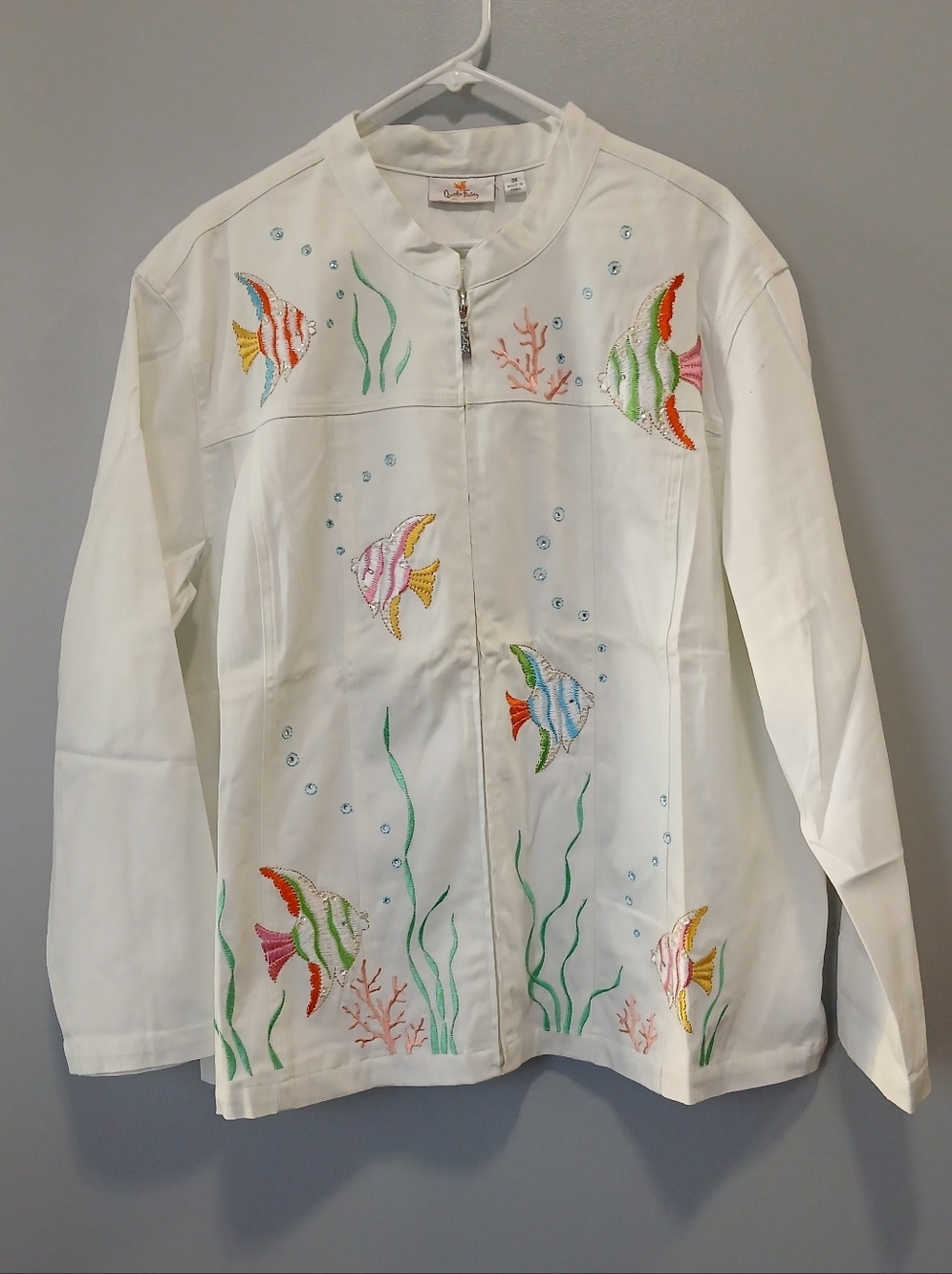 Quacker Factory Ocean Fishy Lightweight Jacket Womens 3X NWOT Grannycore Sailing